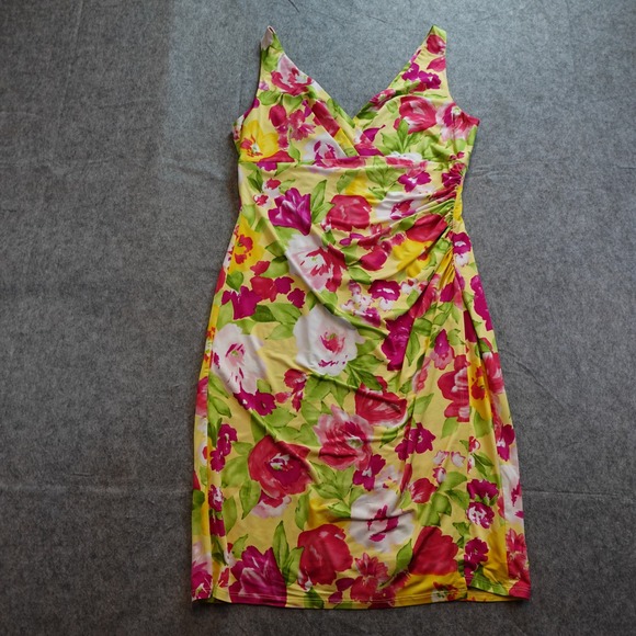 Ralph Lauren Dresses & Skirts - Ralph Lauren Dress Women Small/Medium? Yellow Floral VNeck Sleeveless Midi